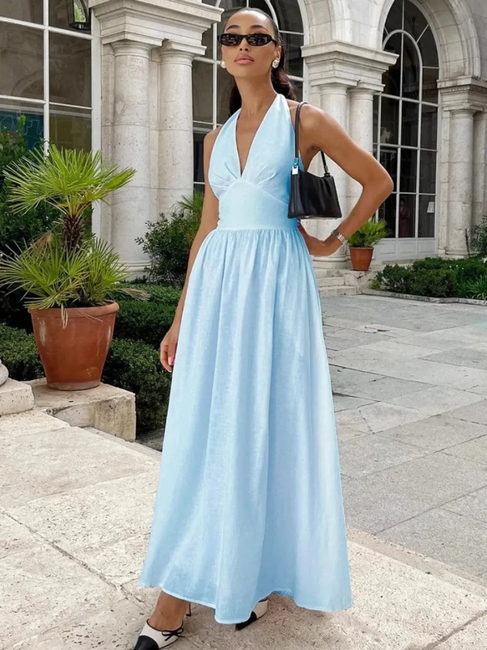 Robe été fluide longue sans manches