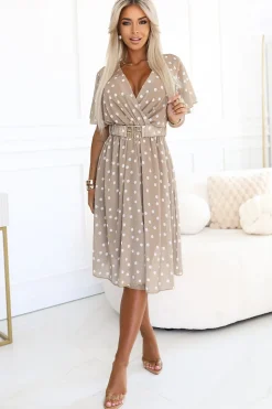 Robe été fluide à pois manches courtes