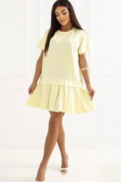 Robe été jaune courte manches courtes
