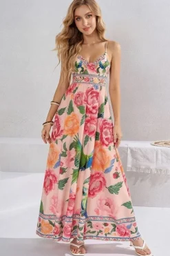Robe été longue bohème à imprimé floral