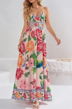 Robe été longue bohème à imprimé floral
