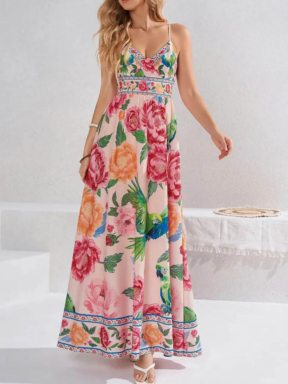 Robe été longue bohème à imprimé floral