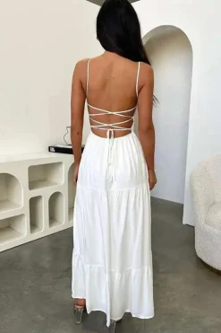 Robe été longue dos nu bohème