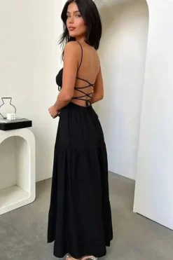 Robe été longue dos nu bohème
