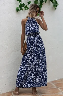 Robe été longue halter fluide