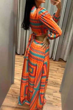 Robe été longue motif géométrique