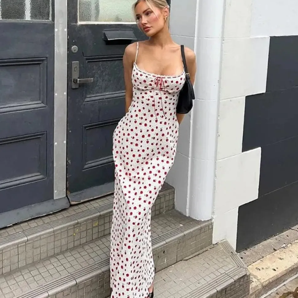 Robe été longue moulante motif fleuri