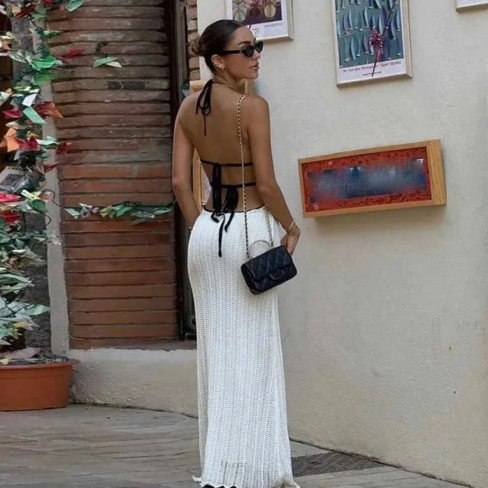 Robe été longue sexy dos nu crochet