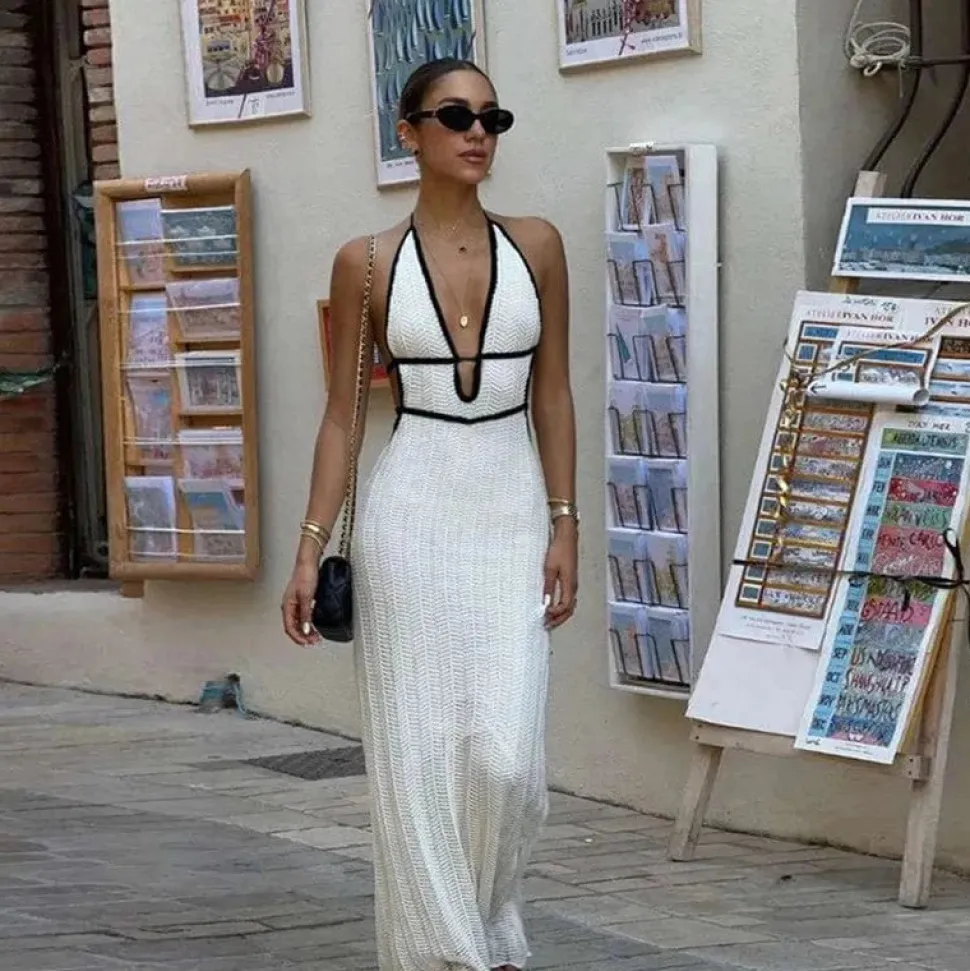Robe été longue sexy dos nu crochet