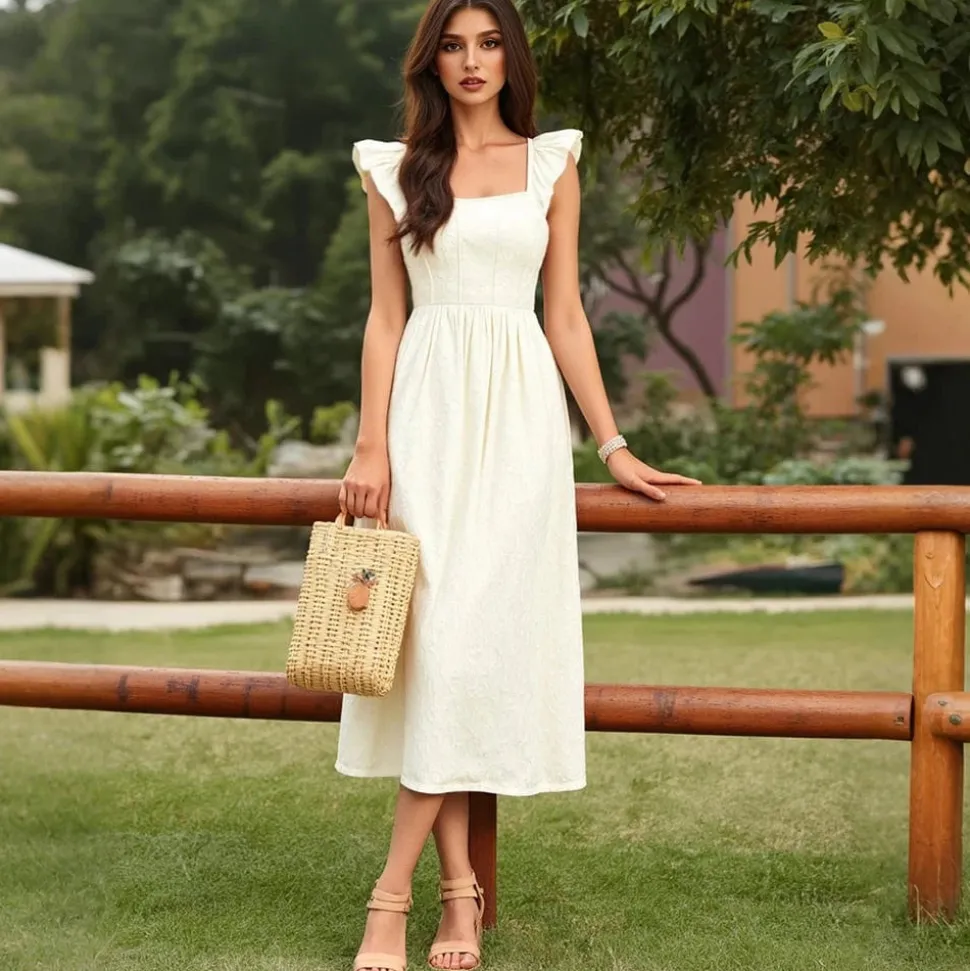 Robe été midi blanche élégante
