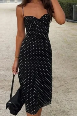 Robe été motif à pois et bretelles fines