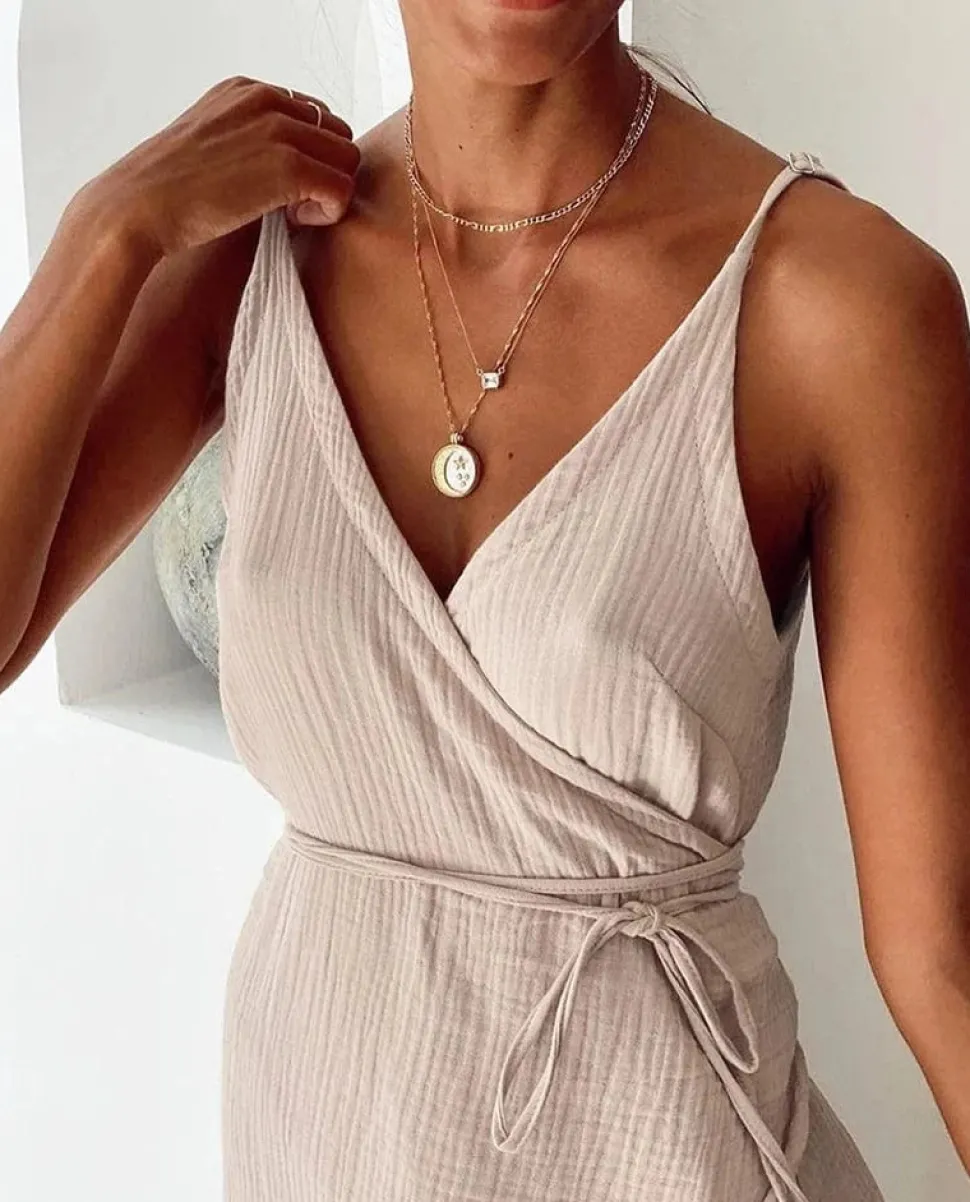 Robe été plage sexy fendue à bretelles