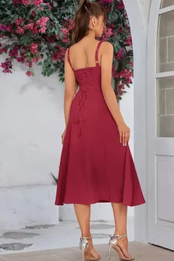 Robe été plissée midi sans manches