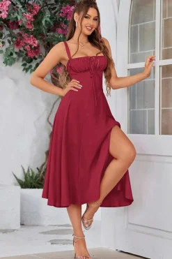 Robe été plissée midi sans manches