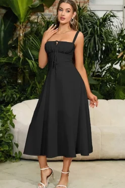 Robe été plissée midi sans manches