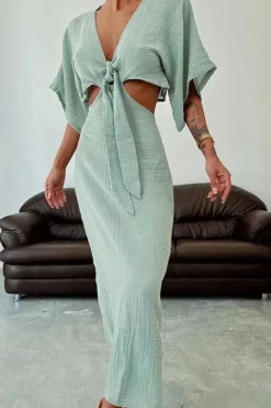 Robe été sexy longue dos nu lin coton