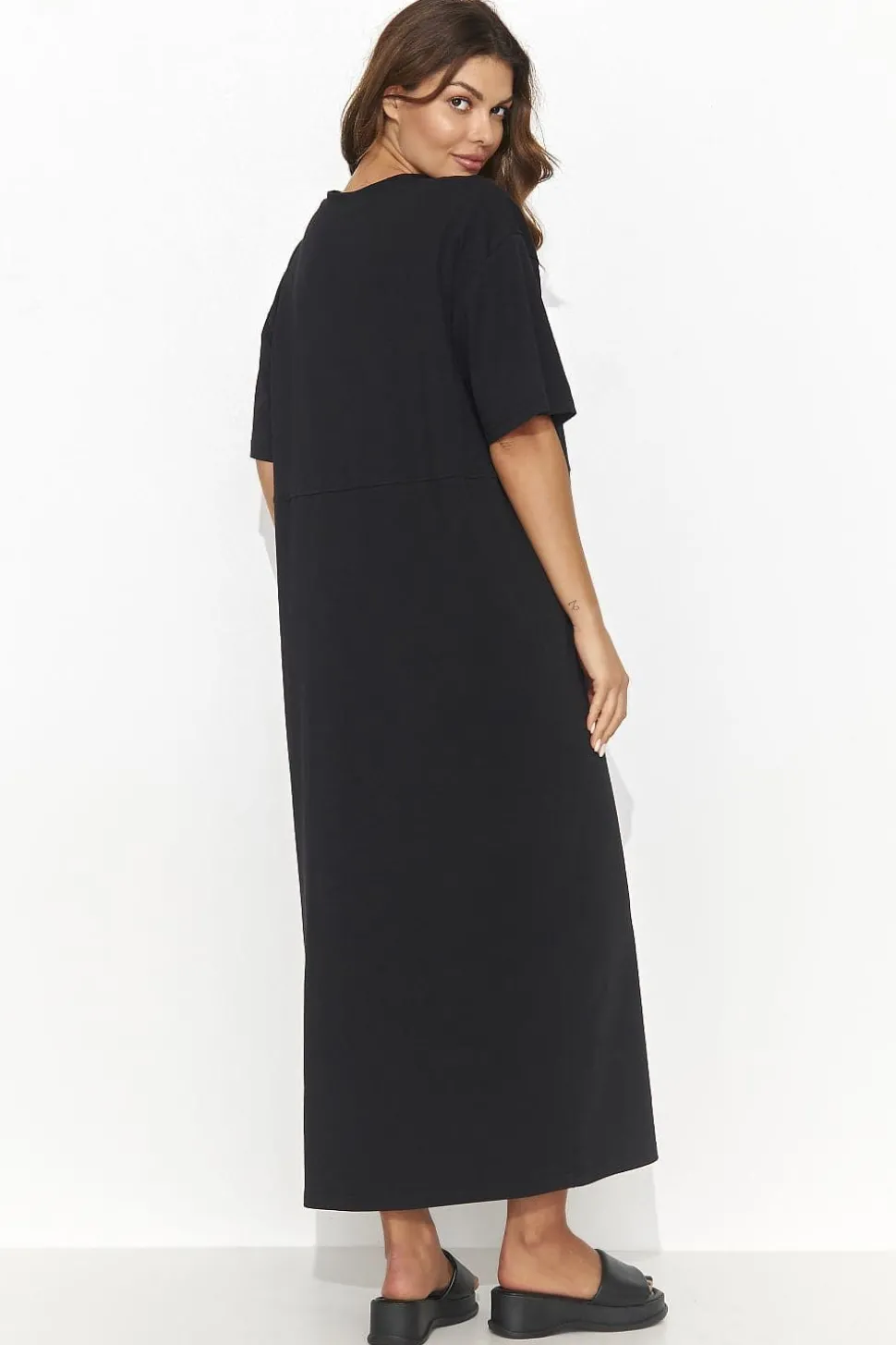 Robe T-shirt noire longue oversize