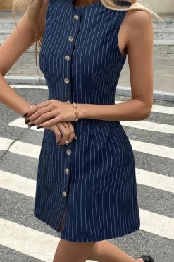 Robe été trapèze courte boutonnée