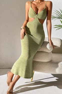 Robe été verte moulante avec découpes sexy