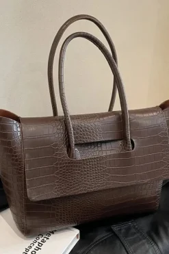 Sac à main crocodile marron