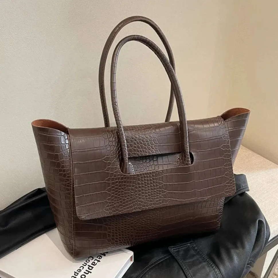 Sac à main crocodile marron