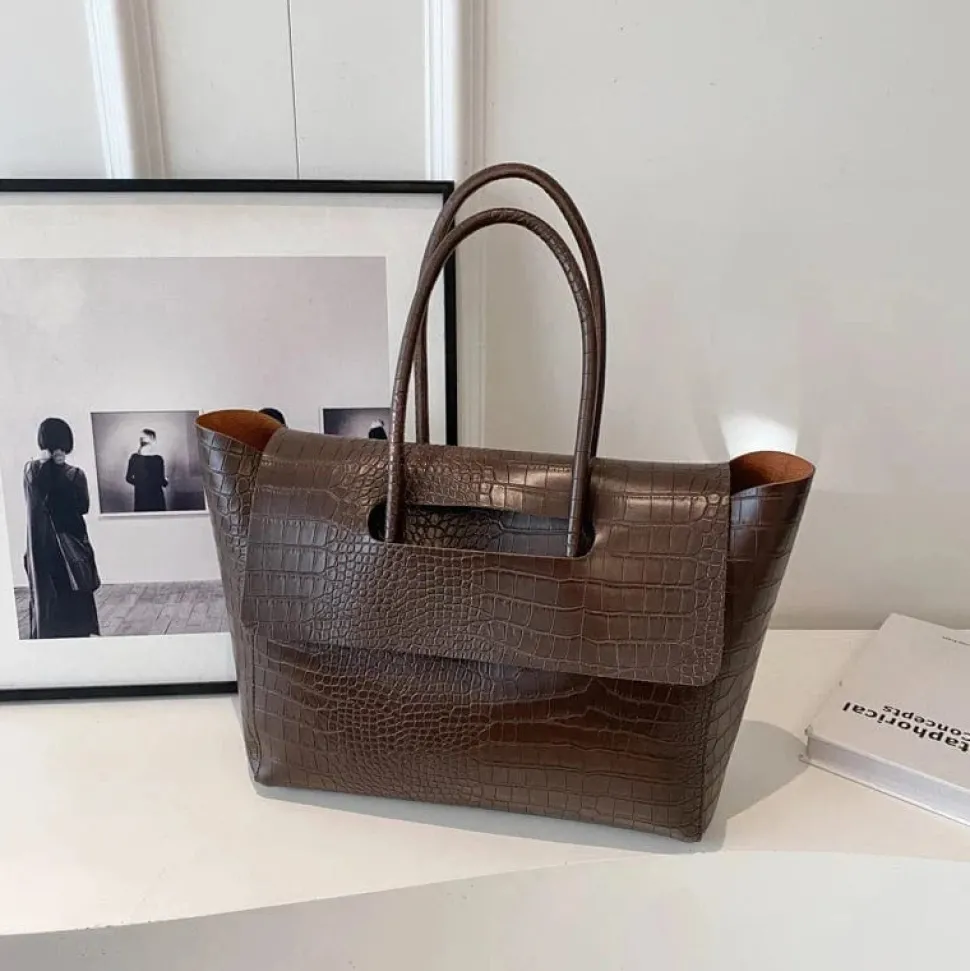 Sac à main crocodile marron