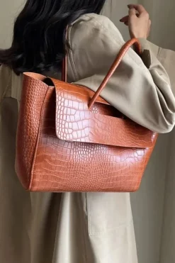 Sac à main crocodile marron clair