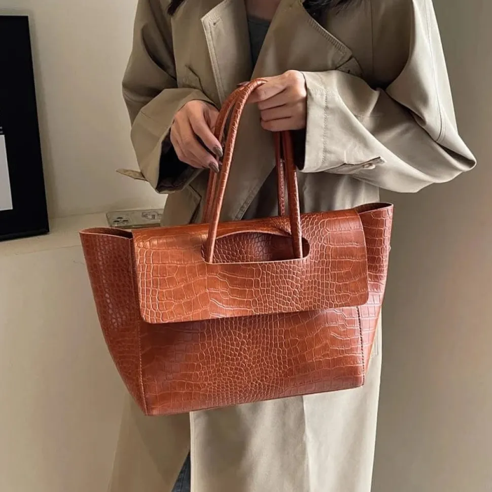 Sac à main crocodile marron clair