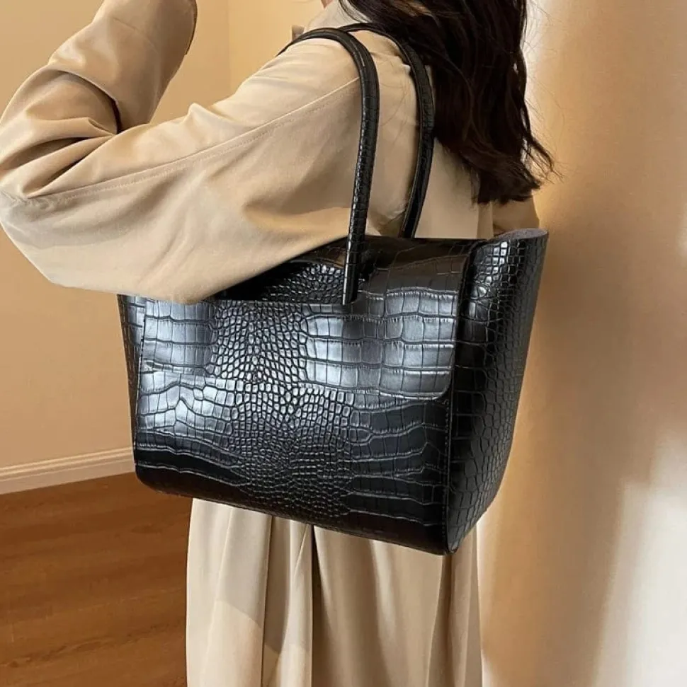 Sac à main crocodile noir
