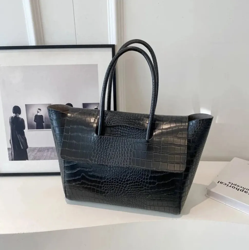 Sac à main crocodile noir