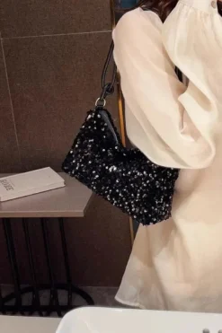 Sac à main paillette noir