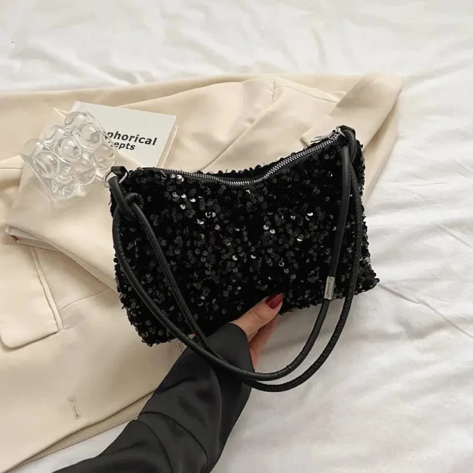 Sac à main paillette noir